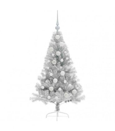 vidaXL Artificial Pre-lit Christmas Tree Silver 120 cm PET