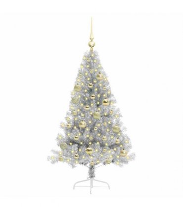 vidaXL Artificial Pre-lit Christmas Tree Silver 120 cm PET