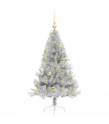 vidaXL Artificial Pre-lit Christmas Tree Silver 120 cm PET