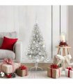 vidaXL Artificial Pre-lit Christmas Tree Silver 120 cm PET
