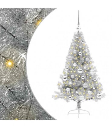 vidaXL Artificial Pre-lit Christmas Tree Silver 120 cm PET