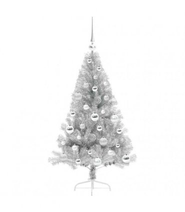vidaXL Artificial Pre-lit Christmas Tree Silver 120 cm PET