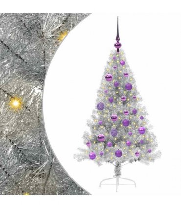 vidaXL Artificial Pre-lit Christmas Tree Silver 120 cm PET