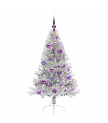 vidaXL Artificial Pre-lit Christmas Tree Silver 120 cm PET
