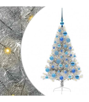 vidaXL Artificial Pre-lit Christmas Tree Silver 120 cm PET