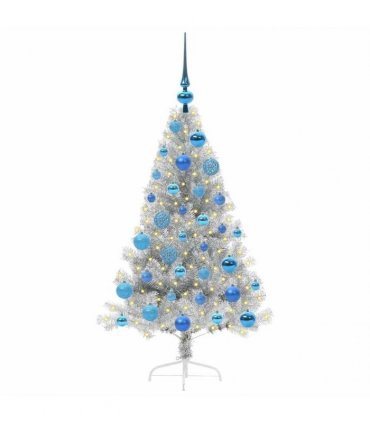 vidaXL Artificial Pre-lit Christmas Tree Silver 120 cm PET