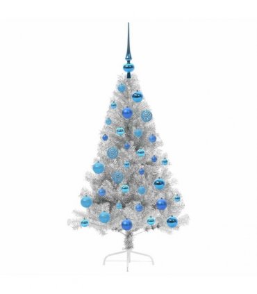 vidaXL Artificial Pre-lit Christmas Tree Silver 120 cm PET