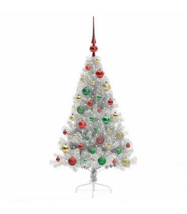 vidaXL Artificial Pre-lit Christmas Tree Silver 120 cm PET