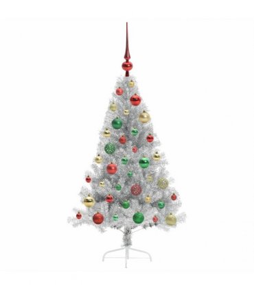 vidaXL Artificial Pre-lit Christmas Tree Silver 120 cm PET