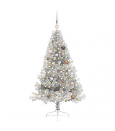 vidaXL Artificial Pre-lit Christmas Tree Silver 150 cm PET