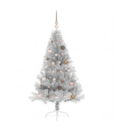 vidaXL Artificial Pre-lit Christmas Tree Silver 150 cm PET