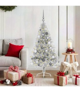 vidaXL Artificial Pre-lit Christmas Tree Silver 150 cm PET