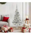 vidaXL Artificial Pre-lit Christmas Tree Silver 150 cm PET