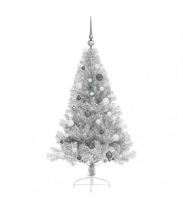 vidaXL Artificial Pre-lit Christmas Tree Silver 150 cm PET
