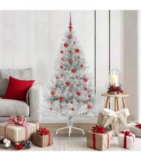 vidaXL Artificial Pre-lit Christmas Tree Silver 150 cm PET