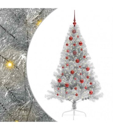 vidaXL Artificial Pre-lit Christmas Tree Silver 150 cm PET