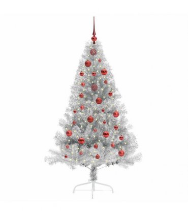 vidaXL Artificial Pre-lit Christmas Tree Silver 150 cm PET