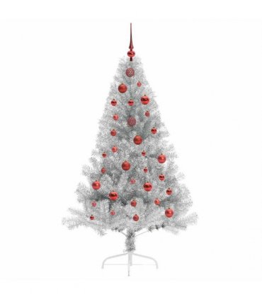 vidaXL Artificial Pre-lit Christmas Tree Silver 150 cm PET