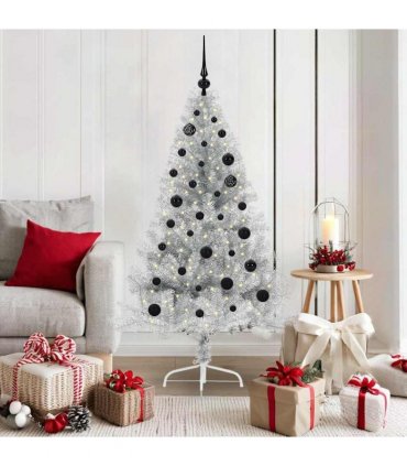 vidaXL Artificial Pre-lit Christmas Tree Silver 150 cm PET