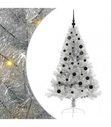 vidaXL Artificial Pre-lit Christmas Tree Silver 150 cm PET