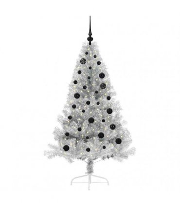 vidaXL Artificial Pre-lit Christmas Tree Silver 150 cm PET