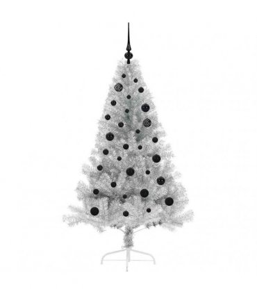 vidaXL Artificial Pre-lit Christmas Tree Silver 150 cm PET
