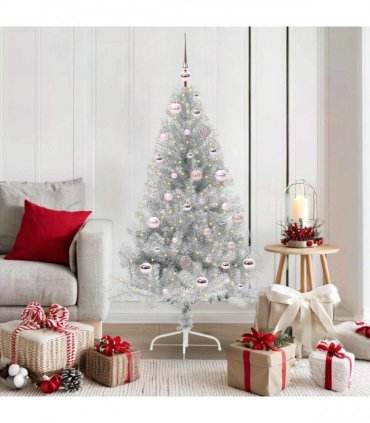 vidaXL Artificial Pre-lit Christmas Tree Silver 150 cm PET