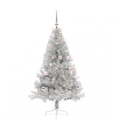 vidaXL Artificial Pre-lit Christmas Tree Silver 150 cm PET