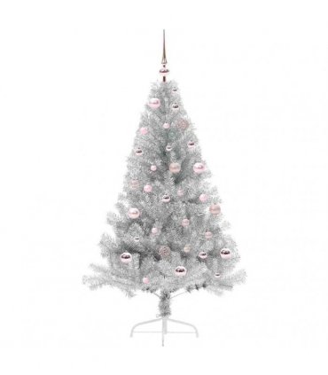 vidaXL Artificial Pre-lit Christmas Tree Silver 150 cm PET
