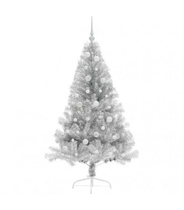 vidaXL Artificial Pre-lit Christmas Tree Silver 150 cm PET