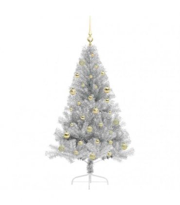 vidaXL Artificial Pre-lit Christmas Tree Silver 150 cm PET