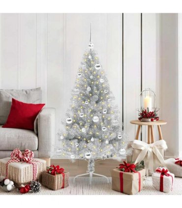 vidaXL Artificial Pre-lit Christmas Tree Silver 150 cm PET