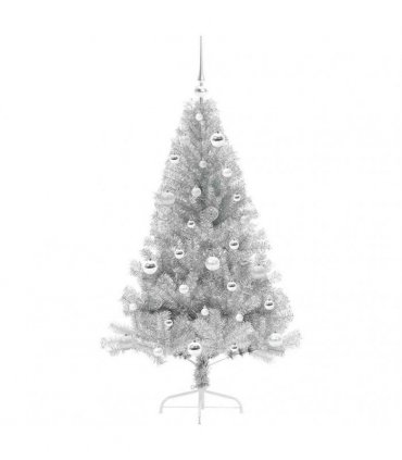 vidaXL Artificial Pre-lit Christmas Tree Silver 150 cm PET