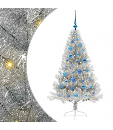 vidaXL Artificial Pre-lit Christmas Tree Silver 150 cm PET