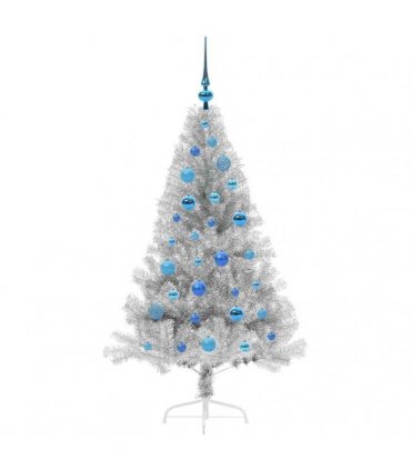 vidaXL Artificial Pre-lit Christmas Tree Silver 150 cm PET