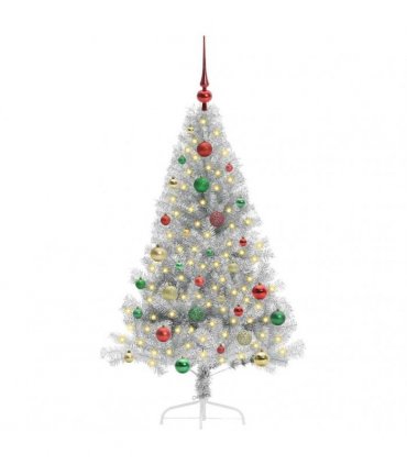 vidaXL Artificial Pre-lit Christmas Tree Silver 150 cm PET