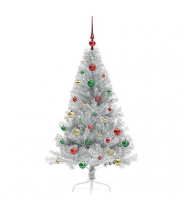 vidaXL Artificial Pre-lit Christmas Tree Silver 150 cm PET