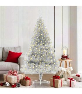 vidaXL Artificial Pre-lit Christmas Tree Silver 180 cm PET