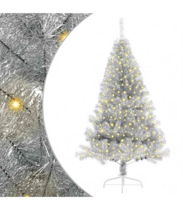 vidaXL Artificial Pre-lit Christmas Tree Silver 180 cm PET