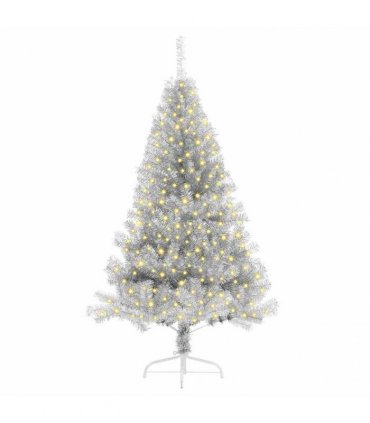 vidaXL Artificial Pre-lit Christmas Tree Silver 180 cm PET