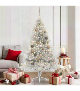 vidaXL Artificial Pre-lit Christmas Tree Silver 180 cm PET