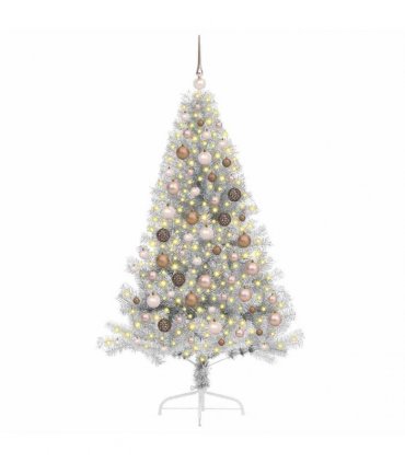 vidaXL Artificial Pre-lit Christmas Tree Silver 180 cm PET