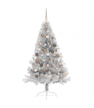vidaXL Artificial Pre-lit Christmas Tree Silver 180 cm PET
