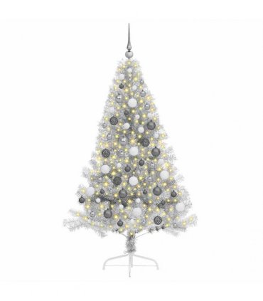 vidaXL Artificial Pre-lit Christmas Tree Silver 180 cm PET