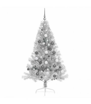 vidaXL Artificial Pre-lit Christmas Tree Silver 180 cm PET