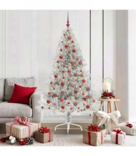 vidaXL Artificial Pre-lit Christmas Tree Silver 180 cm PET