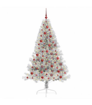 vidaXL Artificial Pre-lit Christmas Tree Silver 180 cm PET