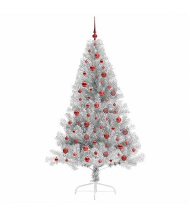 vidaXL Artificial Pre-lit Christmas Tree Silver 180 cm PET