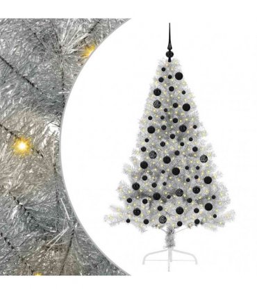 vidaXL Artificial Pre-lit Christmas Tree Silver 180 cm PET