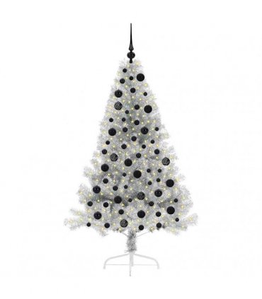vidaXL Artificial Pre-lit Christmas Tree Silver 180 cm PET